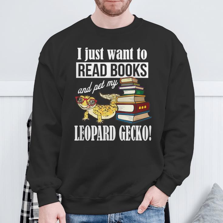 Kids Boys Girls Reptile Read Books Pet Leopard Gecko Lover Sweatshirt Gifts for Old Men
