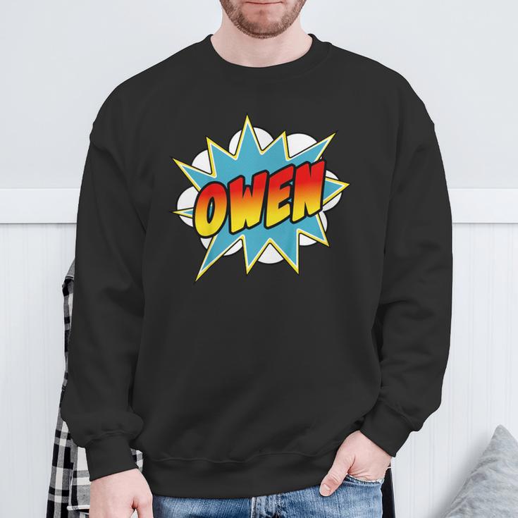 Kids Boys Owen Comic Book Superhero Name Sweatshirt Gifts for Old Men