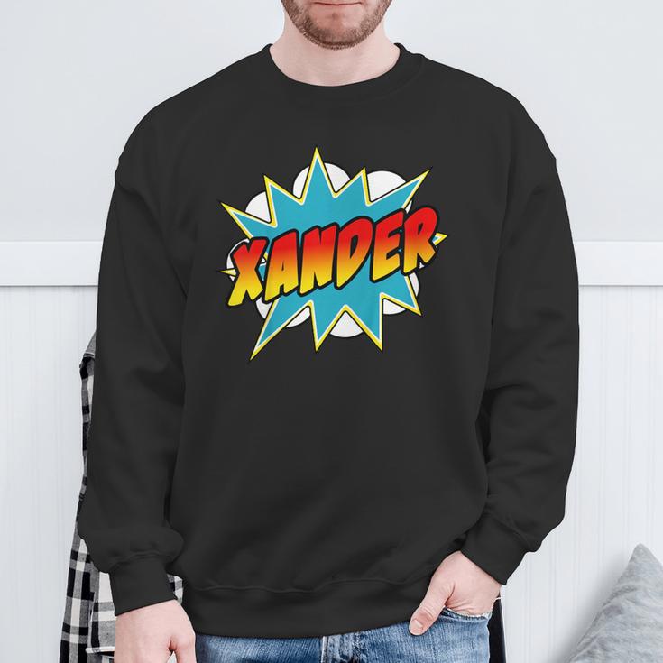 Kids Boys Xander Name Comic Book Superhero Sweatshirt Gifts for Old Men