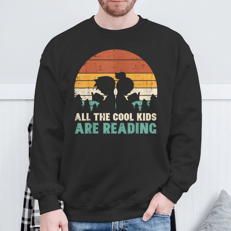 All Kids Are Reading Retro Read Book Lover Boys Girls Small Sweatshirt Gifts for Old Men