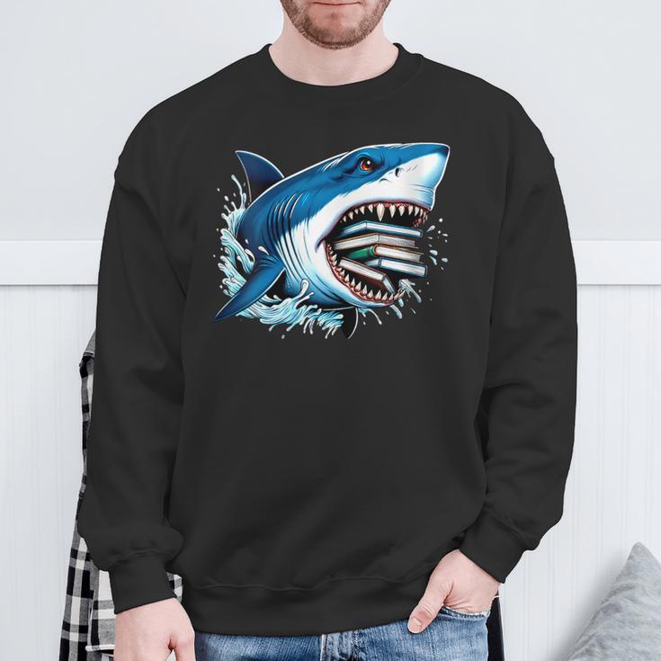 Kids Shark With School Books Back To School Shark Lovers Sweatshirt Gifts for Old Men Kids Shark With School Books Back To School Shark Lovers Sweatshirt Gifts for Old Men