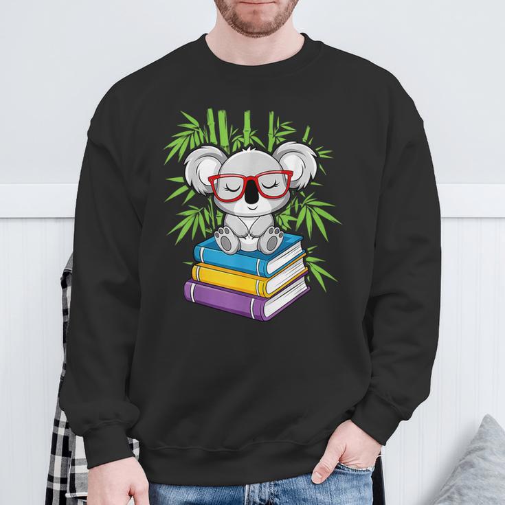Koala Bear Librarian Reading Books Koala Sweatshirt Gifts for Old Men