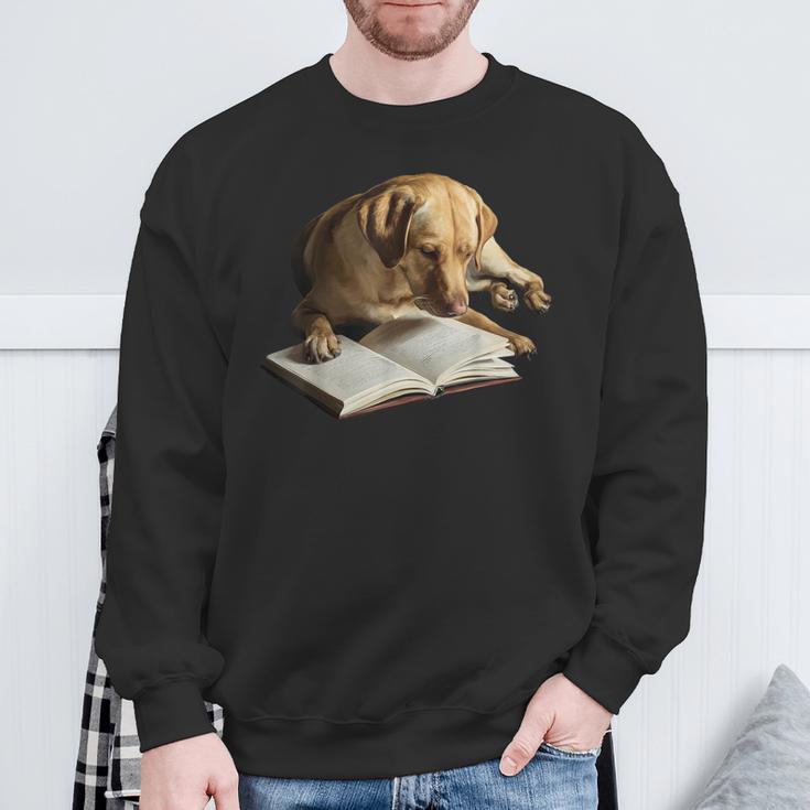 Labrador Retriever Dog Bookworm Reading Book Graphic Sweatshirt Gifts for Old Men