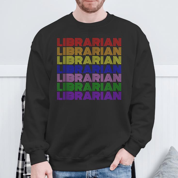 LGBTQ Pride Librarian Library Worker Reading Books Book Fan Sweatshirt Gifts for Old Men
