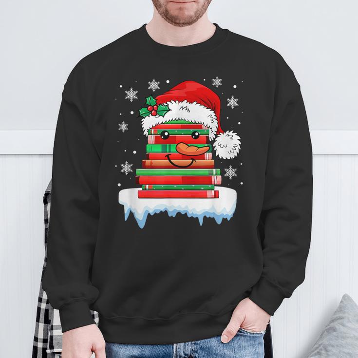 Librarian Book Santa Hat Reader Snow Pajamas Christmas Sweatshirt Gifts for Old Men