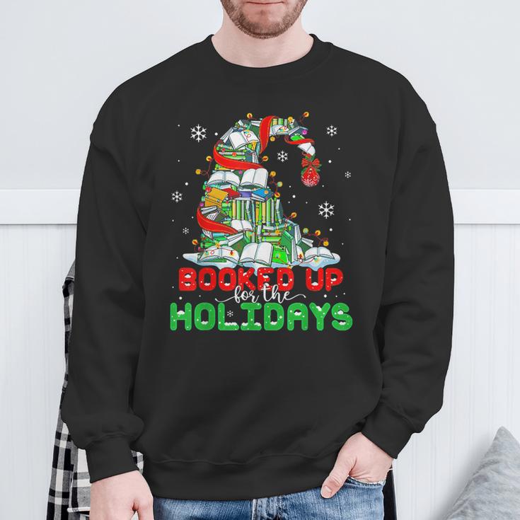 Librarian Booked Up For The Holidays Books Christmas Tree Sweatshirt Gifts for Old Men