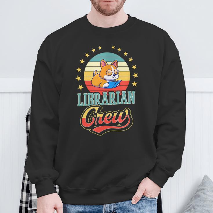 Librarian Crew Cute Library Dog Book Reading Men Women Sweatshirt Gifts for Old Men