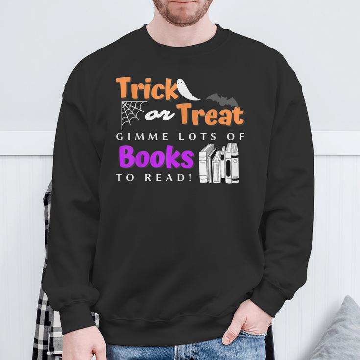 Librarian Halloween Trick Or Treat Bat & Books Sweatshirt Gifts for Old Men