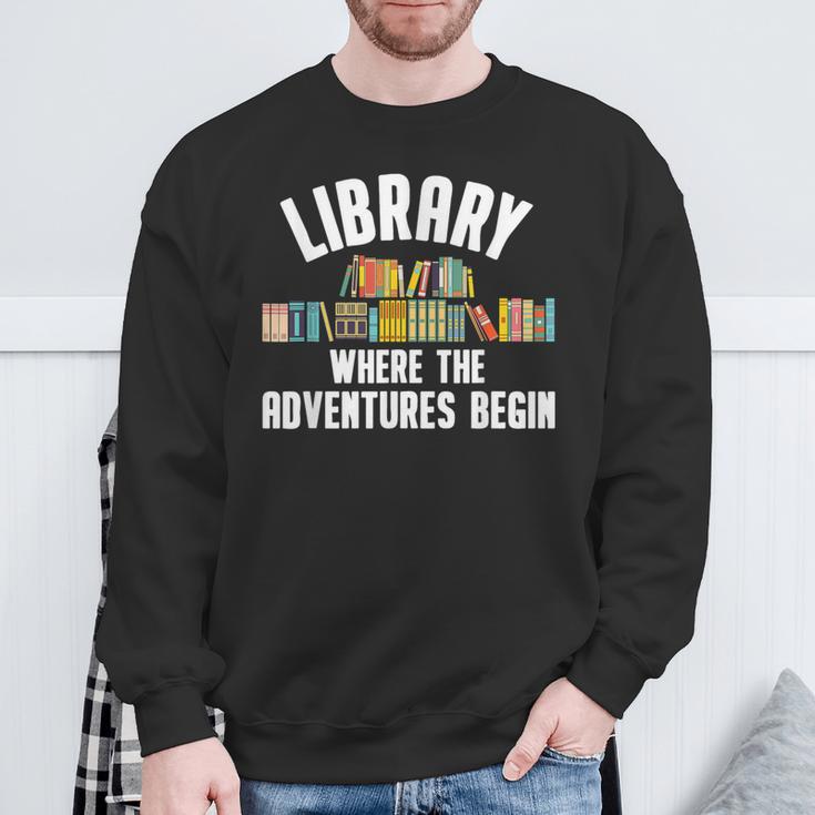 Library Art For Men Women Bookworm Reading Book Lovers Sweatshirt Gifts for Old Men