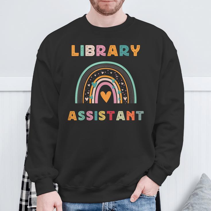 Library Assistant Funny Rainbow Reading Library Book Lover Sweatshirt Gifts for Old Men