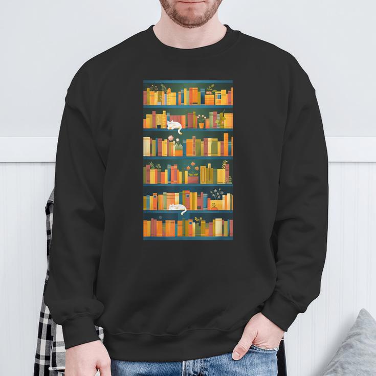Library Book Lover Reading Reader Bookshelf Plants Sweatshirt Gifts for Old Men