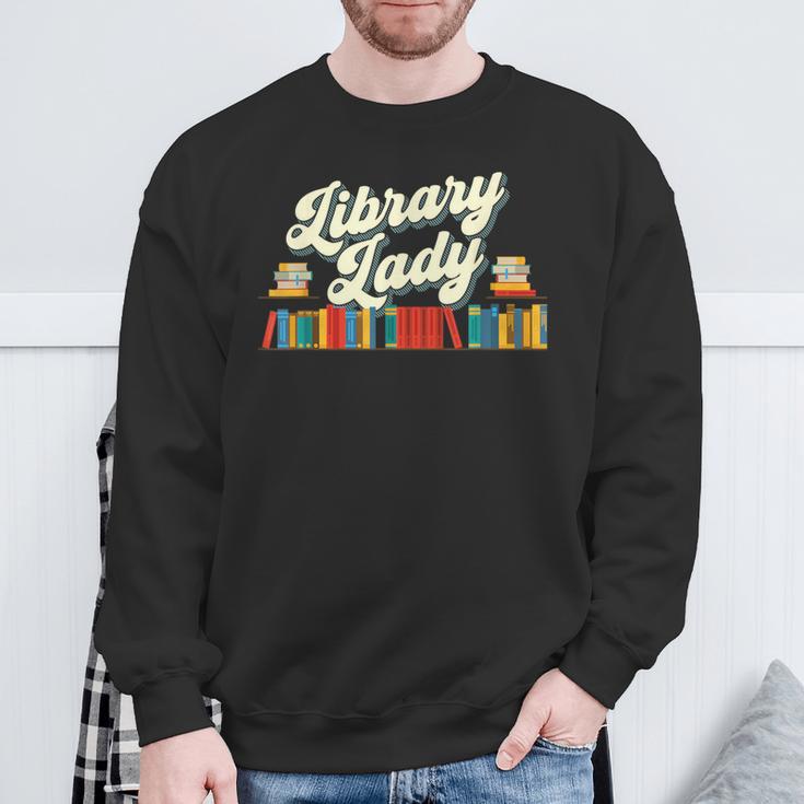 Library Lady School Librarian Cataloger Books Book Lover Sweatshirt Gifts for Old Men