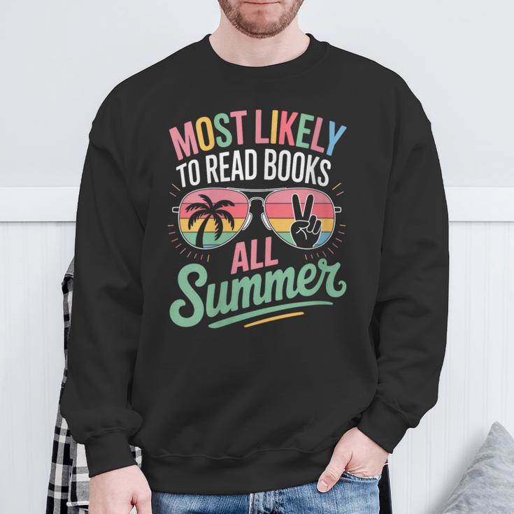 Most Likely To Read Books All Summer Break Beach Readers Sweatshirt Gifts for Old Men Most Likely To Read Books All Summer Break Beach Readers Sweatshirt Gifts for Old Men