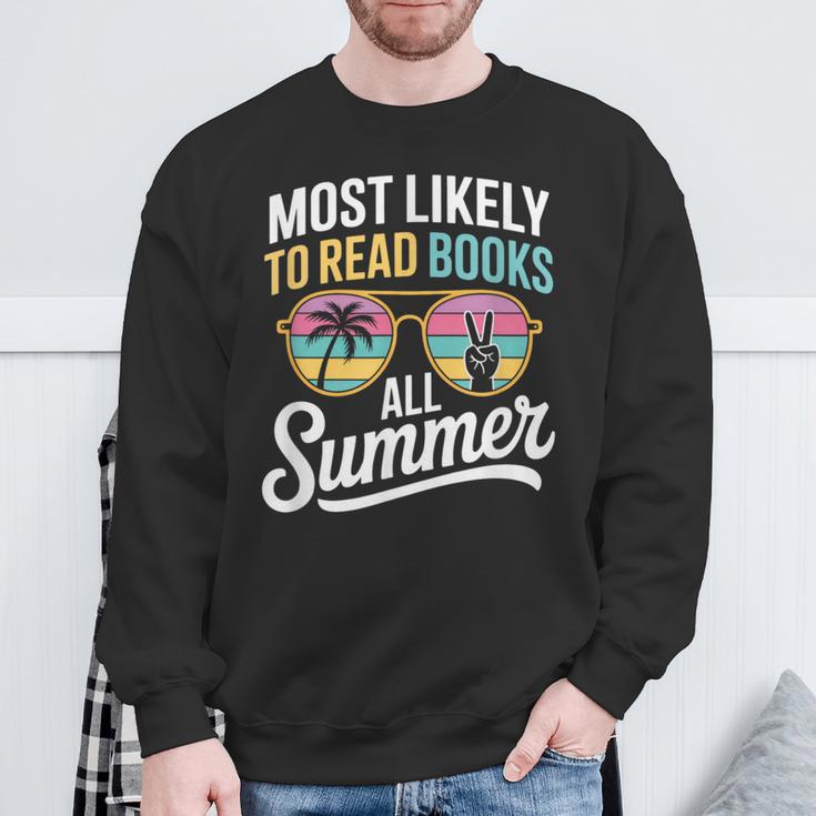 Most Likely To Read Books All Summer Reading Sweatshirt Gifts for Old Men