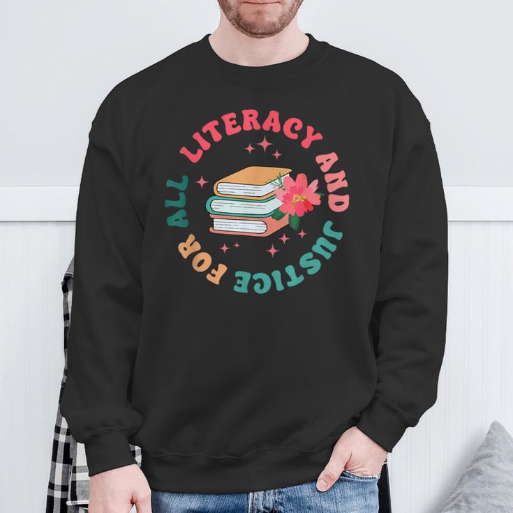 Literacy And Justice For All Groovy Reading Book Lover Sweatshirt Gifts for Old Men Literacy And Justice For All Groovy Reading Book Lover Sweatshirt Gifts for Old Men