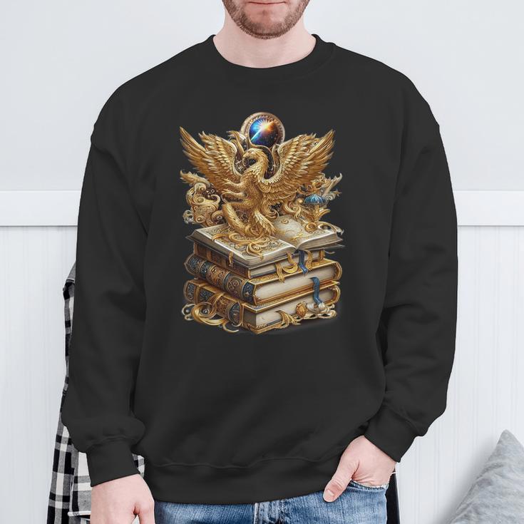 A Lively-Creative Gold Fantasy-Dragon On Story-Books Sweatshirt Gifts for Old Men