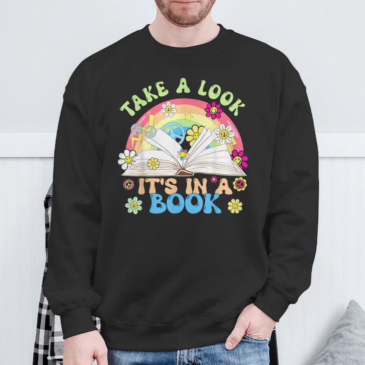 Take A Look Its In Book Books Lover Librarian Bookworm Sweatshirt Gifts for Old Men