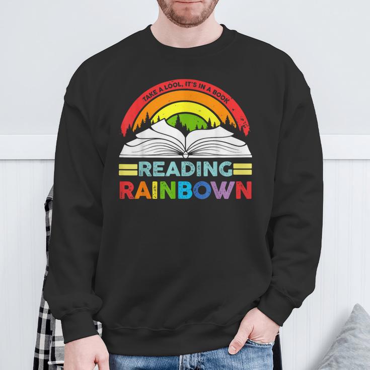 Take A Look It's In A Book Reading Retro Rainbow Vintage Sweatshirt Gifts for Old Men