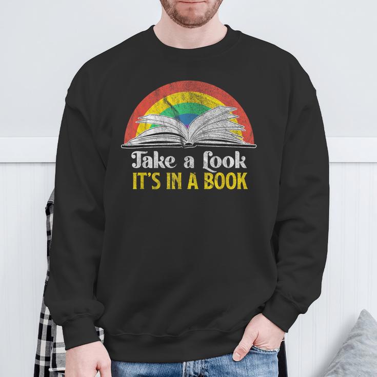 Take A Look It's A Book Retro Rainbow Sweatshirt Gifts for Old Men
