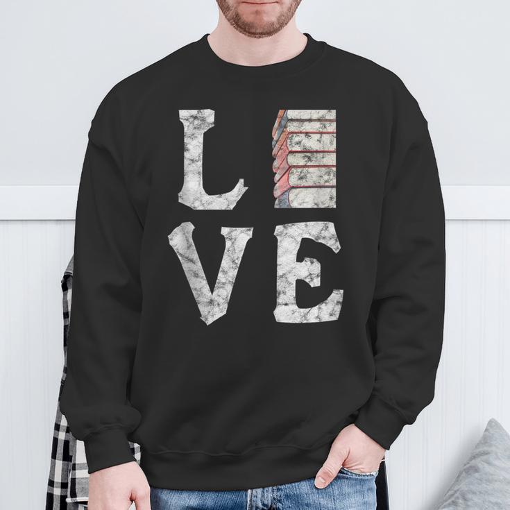 Love Books Book Stack Nerd Literary Readers Distressed Sweatshirt Gifts for Old Men Love Books Book Stack Nerd Literary Readers Distressed Sweatshirt Gifts for Old Men