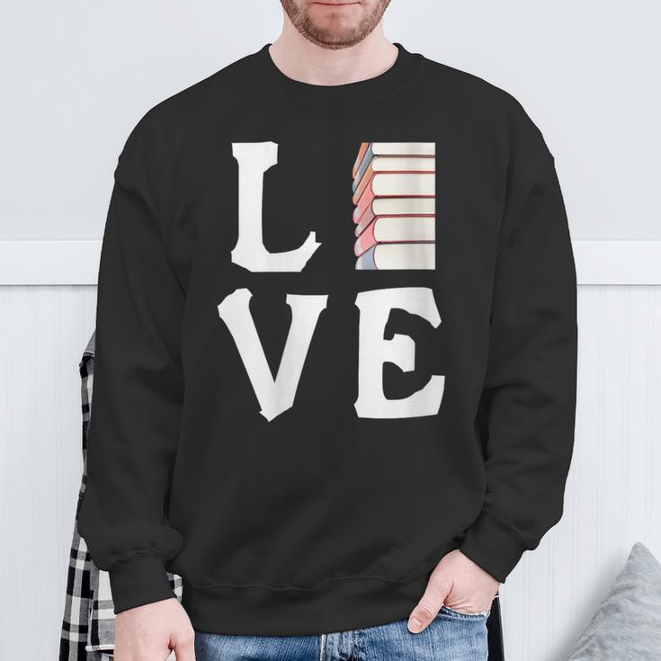 Love Books Stack Literature Reading Themed Pictograph Sweatshirt Gifts for Old Men Love Books Stack Literature Reading Themed Pictograph Sweatshirt Gifts for Old Men