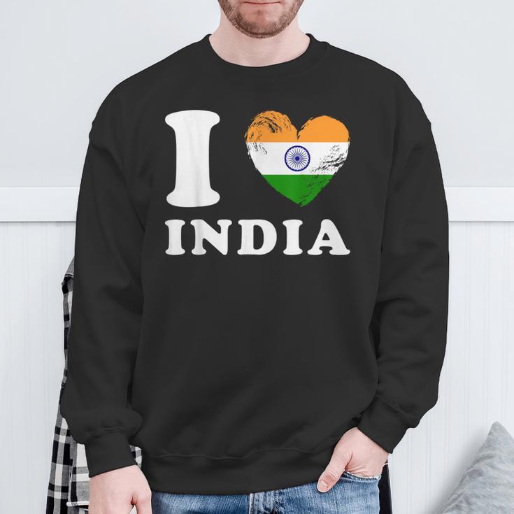 I Love India ハートフラッグインド スウェットシャツ 高齢者への贈り物