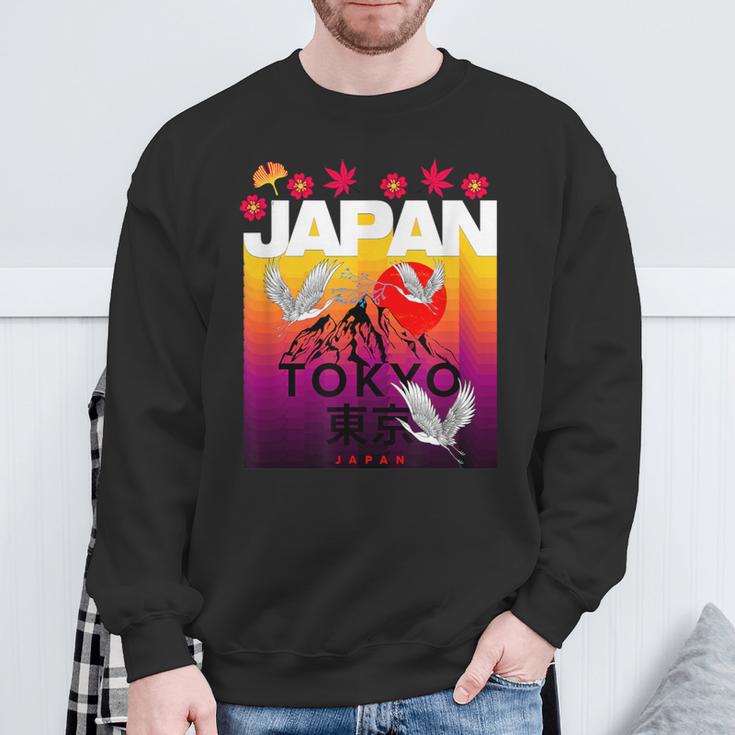 I Love Japan Culture Cool Japanunset Red-Crowned Crane スウェットシャツ 高齢者への贈り物