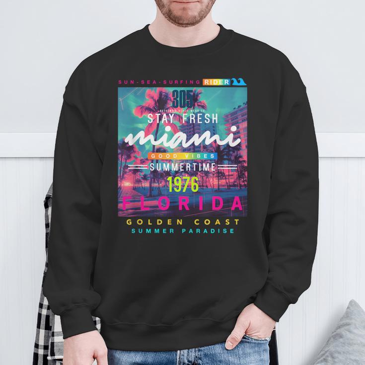I Love Miami & Miami Loves Me Cool Miami Illustration スウェットシャツ 高齢者への贈り物