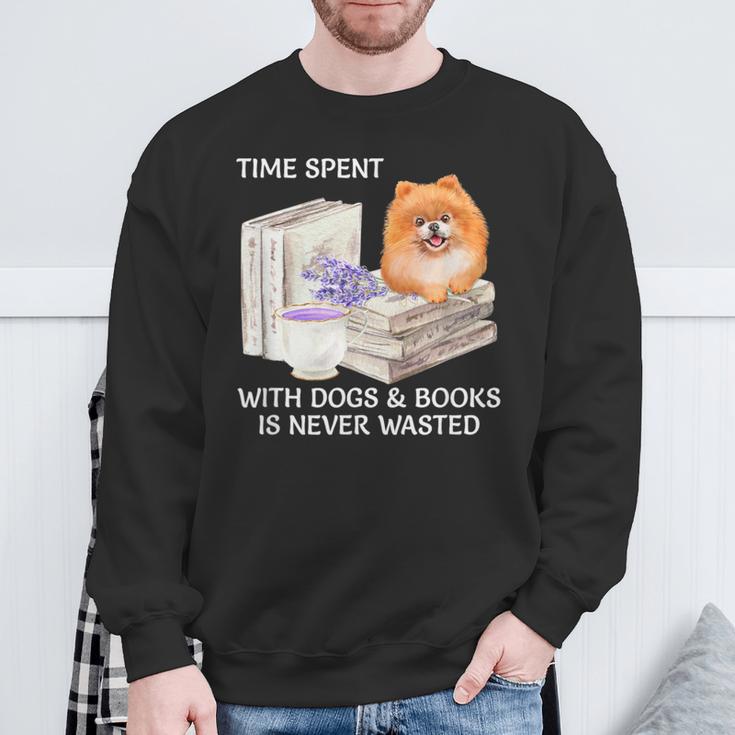 Love Reading Books And Pomeranian Dog Watercolor Art Sweatshirt Gifts for Old Men Love Reading Books And Pomeranian Dog Watercolor Art Sweatshirt Gifts for Old Men