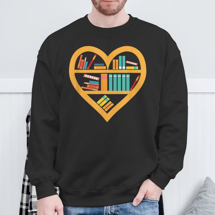 I Love Reading Heart Love Books Reading Club Sweatshirt Gifts for Old Men