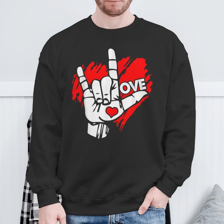 I Love You 手話 Asl Peak Languages スウェットシャツ 高齢者への贈り物