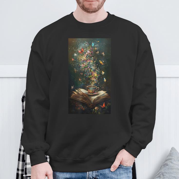 Magical Book Floral Coffee Books Nature Fantasy Sweatshirt Gifts for Old Men Magical Book Floral Coffee Books Nature Fantasy Sweatshirt Gifts for Old Men