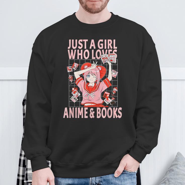 Manga Anime Stuff Just A Girl Who Loves Anime And Books Sweatshirt Gifts for Old Men