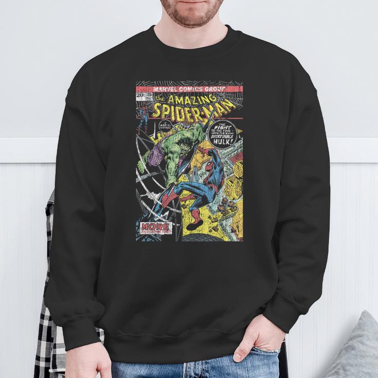 Marvel Comics Spider-Man And Hulk Retro Comic Book Cover Sweatshirt Gifts for Old Men