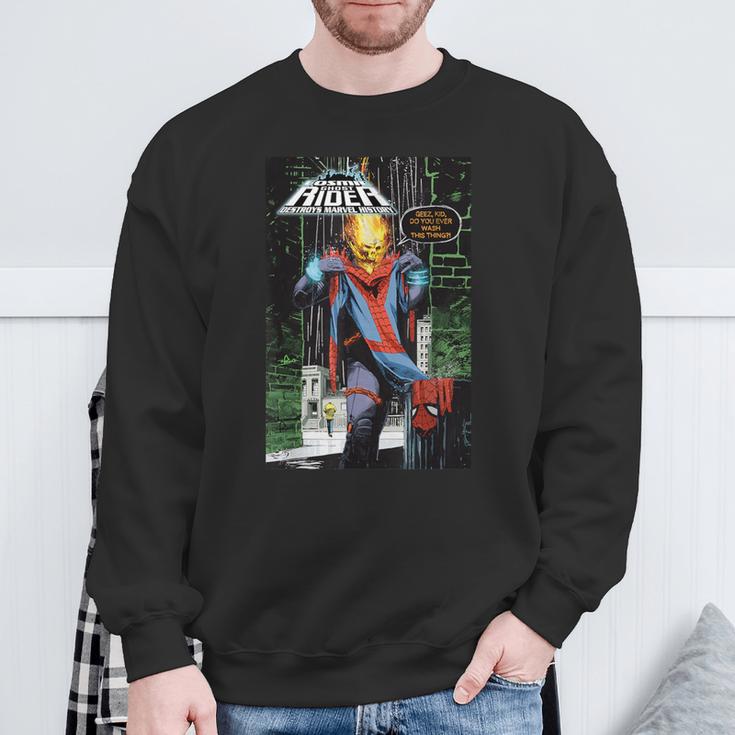Marvel Ghost Rider Destroys Marvel History Comic Book Cover Sweatshirt Gifts for Old Men