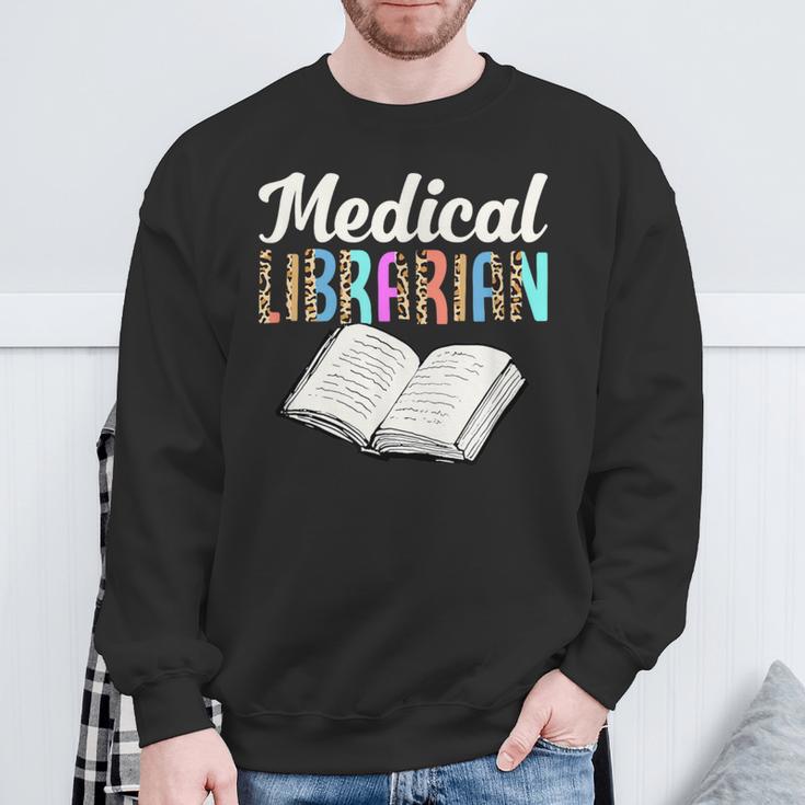 Medical Librarian Leopard Print Library Book Graphic Sweatshirt Gifts for Old Men