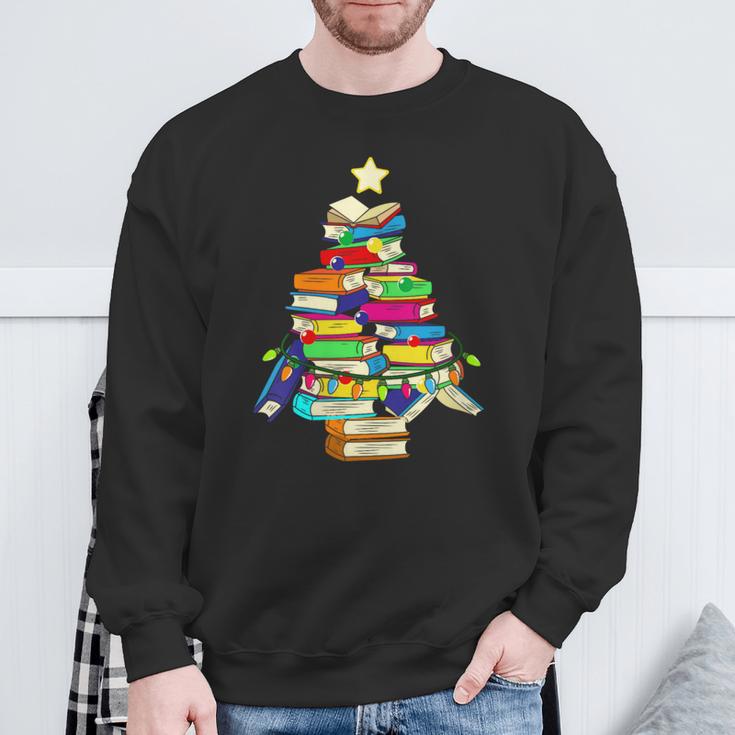 Merry Christmas Tree Reading Books Nerd Sweatshirt Gifts for Old Men