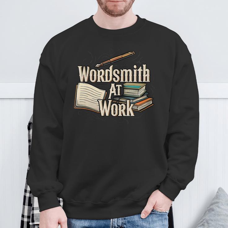 Wordsmith At Work Vintage Writer & Author Pen Book Lover Sweatshirt Gifts for Old Men