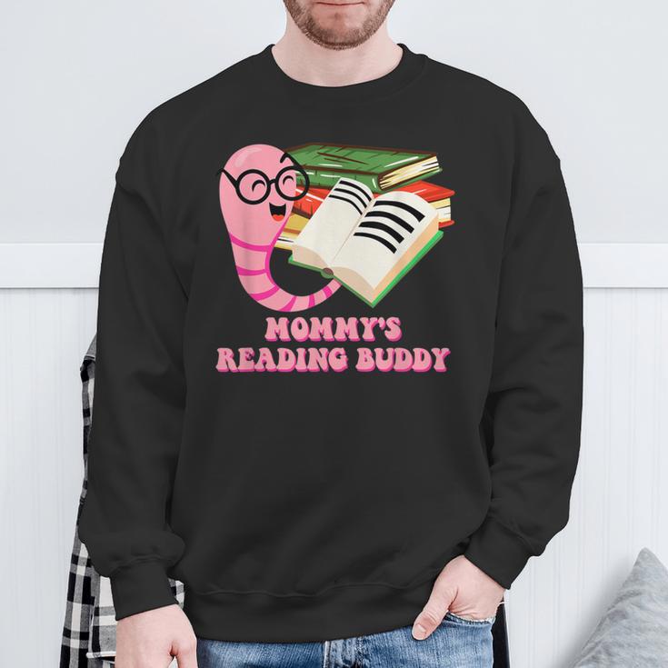 Mommys Reading Buddy Bookworm Humor Book Lover Mom Sweatshirt Gifts for Old Men