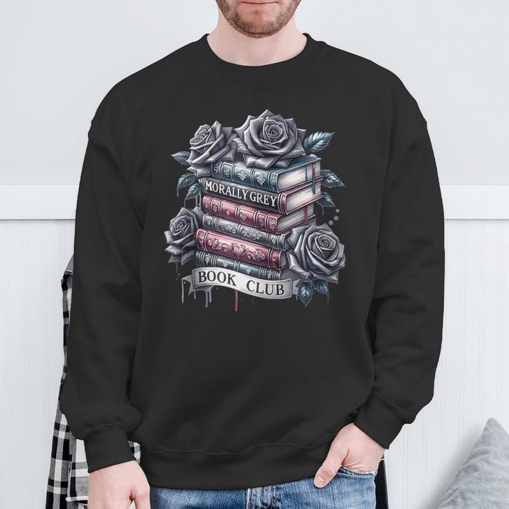 Morally Grey Book Club Floral Book Lover Graphic Sweatshirt Gifts for Old Men