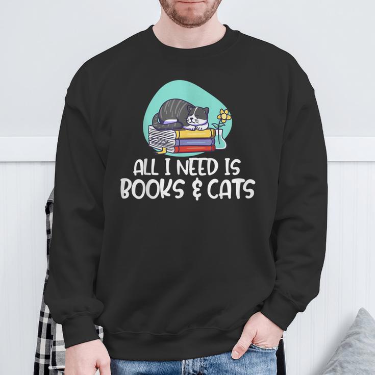 All I Need Is Books & Cats Sweatshirt Gifts for Old Men All I Need Is Books & Cats Sweatshirt Gifts for Old Men