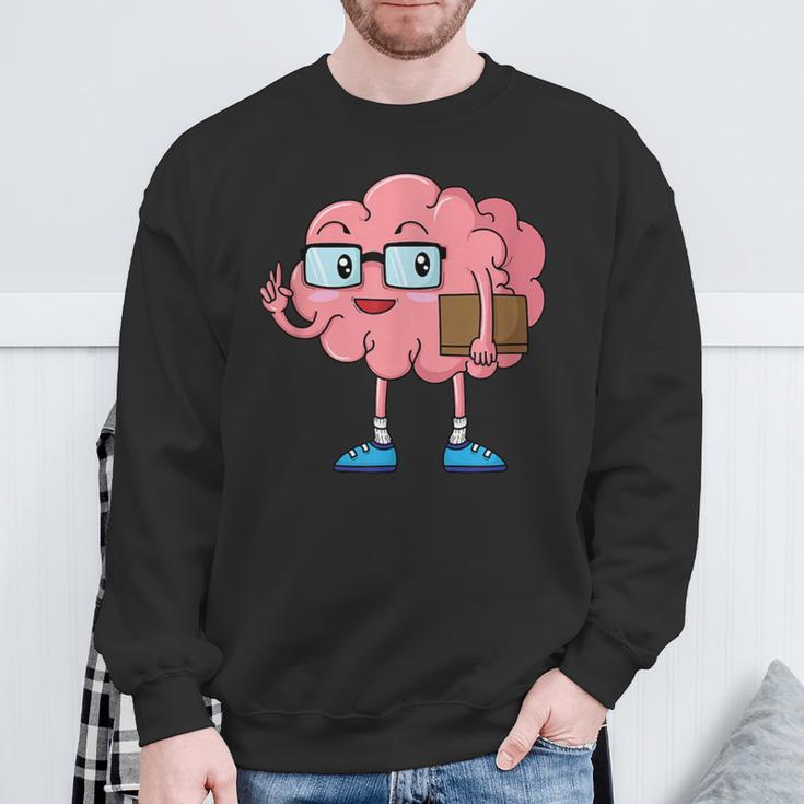 Nerd Brain With Book And Glasses Sweatshirt Gifts for Old Men