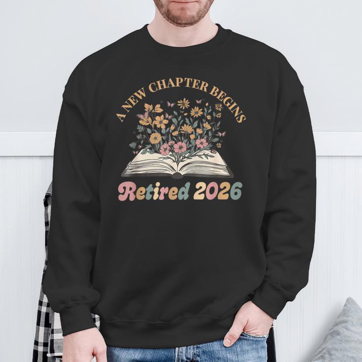 A New Chapter Begins Retirement Floral Book Retired 2026 Sweatshirt Gifts for Old Men