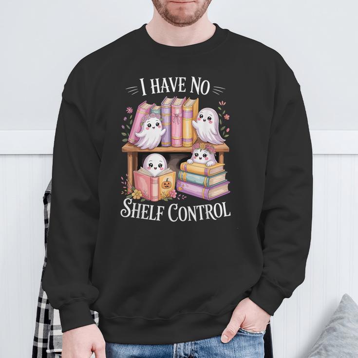 I Have No Shelf Control Ghost Reading Books Pun Sweatshirt Gifts for Old Men