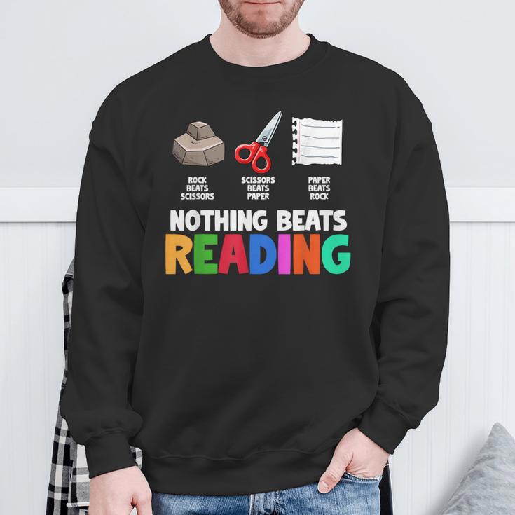 Nothing Beats Reading Rock Paper Scissors For Book Lover Sweatshirt Gifts for Old Men