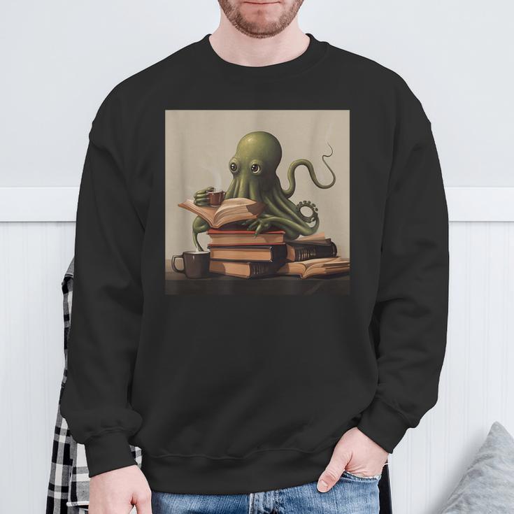 Octopus Reads a Book Book Lovers Sweatshirt Gifts for Old Men