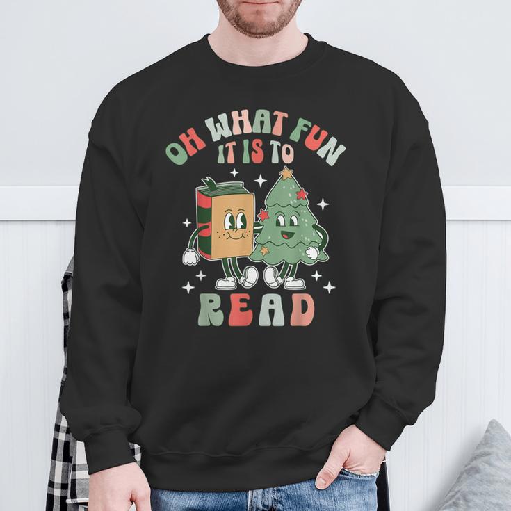 Oh What Fun It Is To Read Christmas Tree Book Lover Groovy Sweatshirt Gifts for Old Men Oh What Fun It Is To Read Christmas Tree Book Lover Groovy Sweatshirt Gifts for Old Men