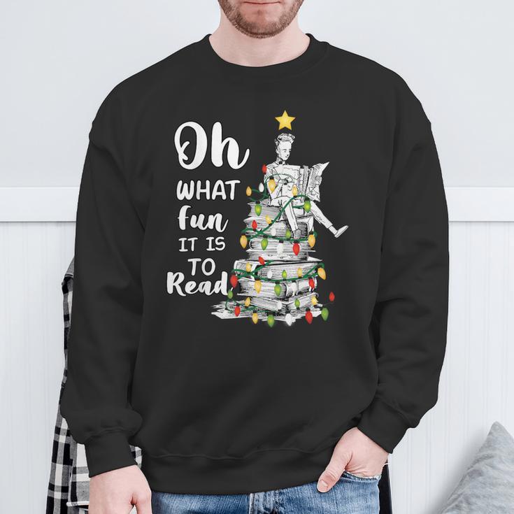 Oh What Fun It Is To Read Librarian Christmas Book Lover Sweatshirt Gifts for Old Men
