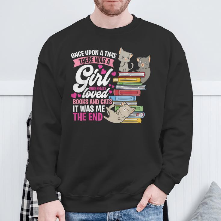 Once Upon A Time There Was A Girl Who Loved Books And Cats Sweatshirt Gifts for Old Men Once Upon A Time There Was A Girl Who Loved Books And Cats Sweatshirt Gifts for Old Men