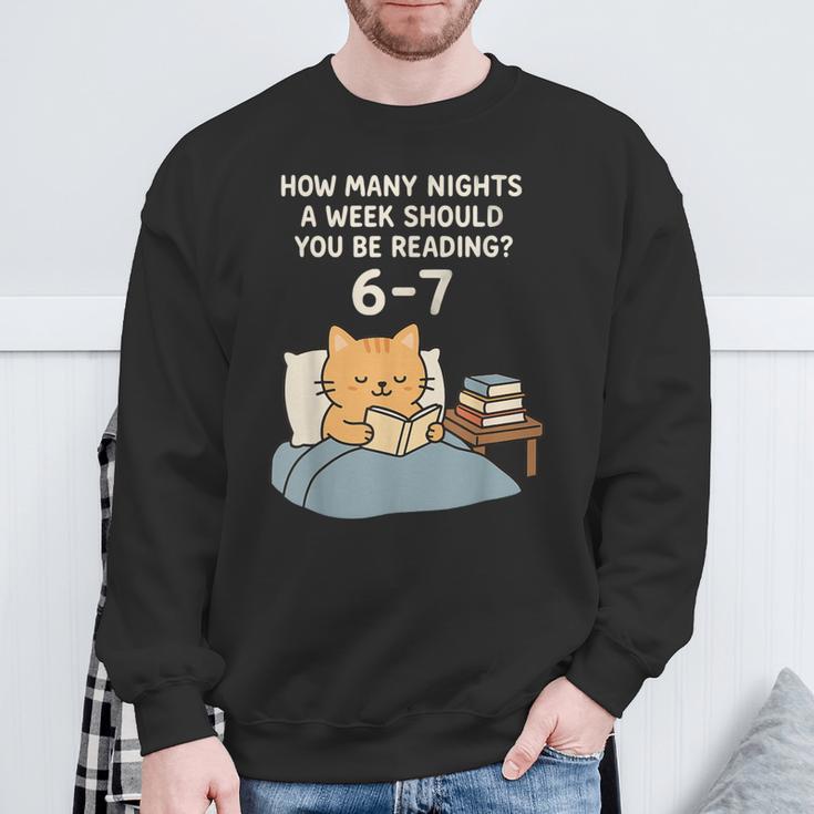 Orange Cat Reading Book 67 Six Seven Meme Sweatshirt Gifts for Old Men